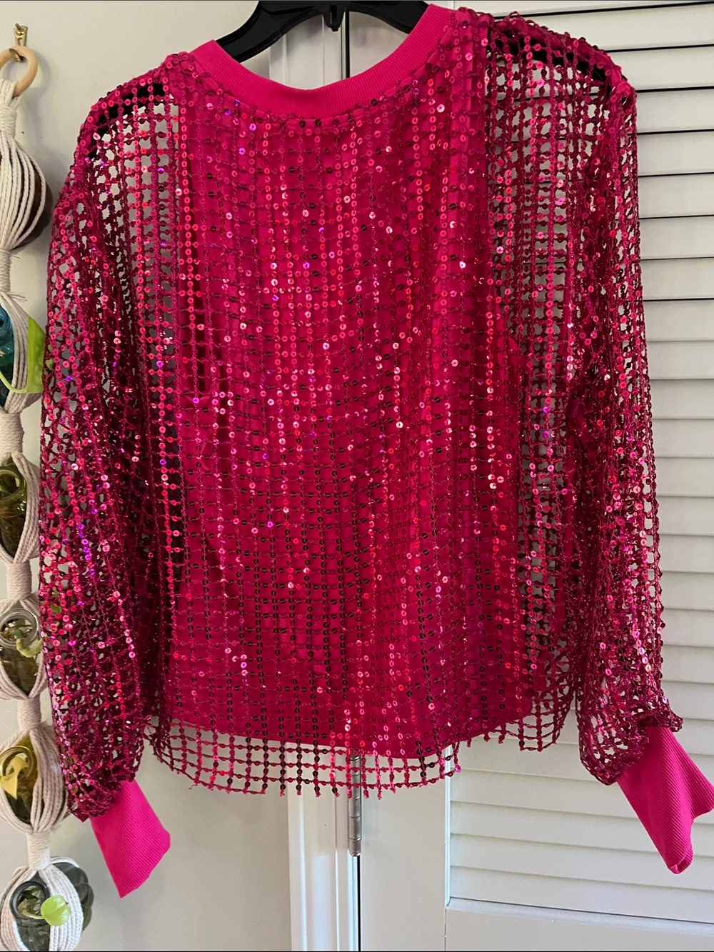 Pilcro Sequined Long Sleeve Top in Pink